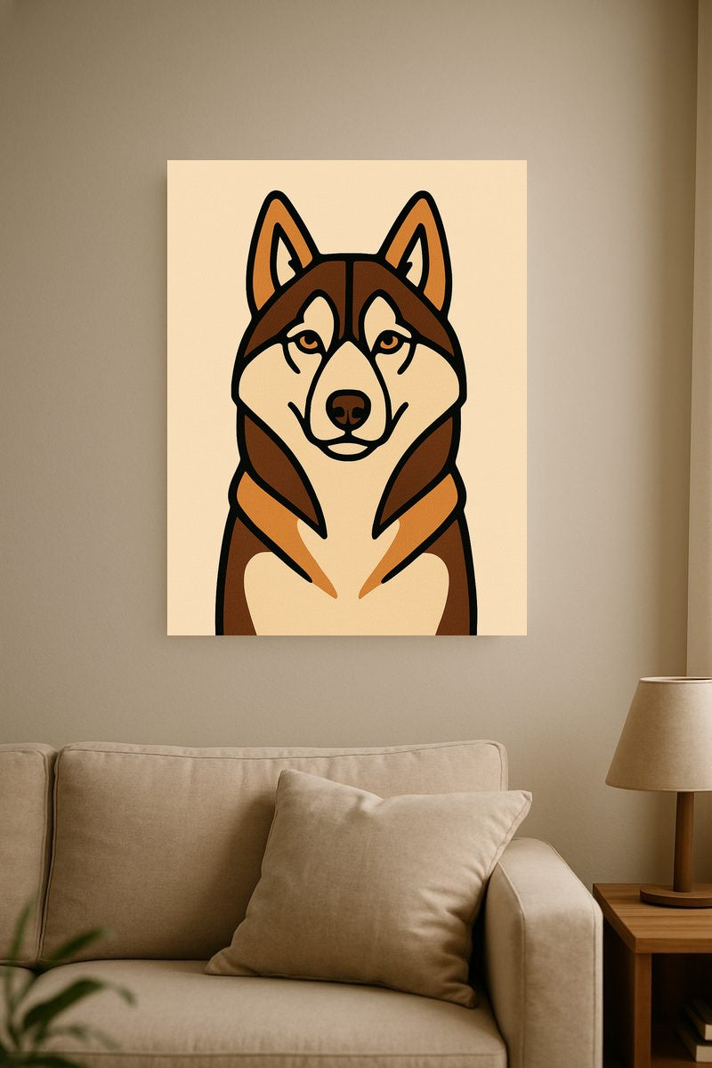 Bold line pet portrait on gallery-wrapped canvas