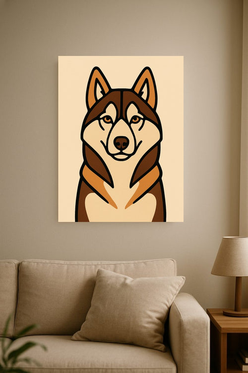 Bold line pet portrait on gallery-wrapped canvas