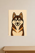 Bold line pet portrait poster print on a wall