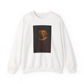 Renaissance pet portrait printed on a white crewneck sweatshirt