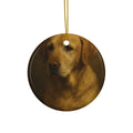 Memorial Keepsake Ornament — pet portrait ceramic ornament, full pet in circle