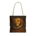 Custom pet portrait tote bag — painted portrait printed across the front