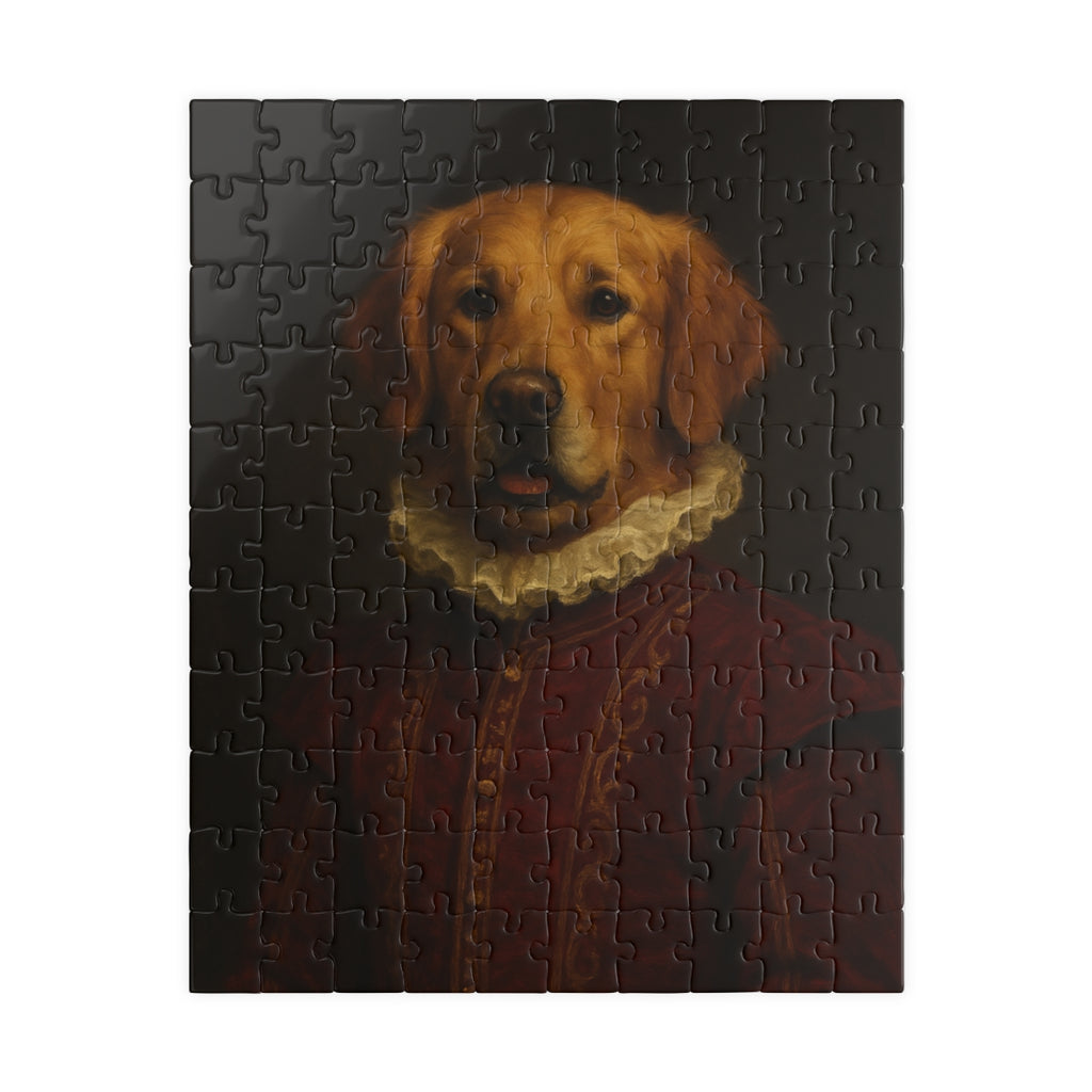 Custom pet portrait puzzle, completed front view