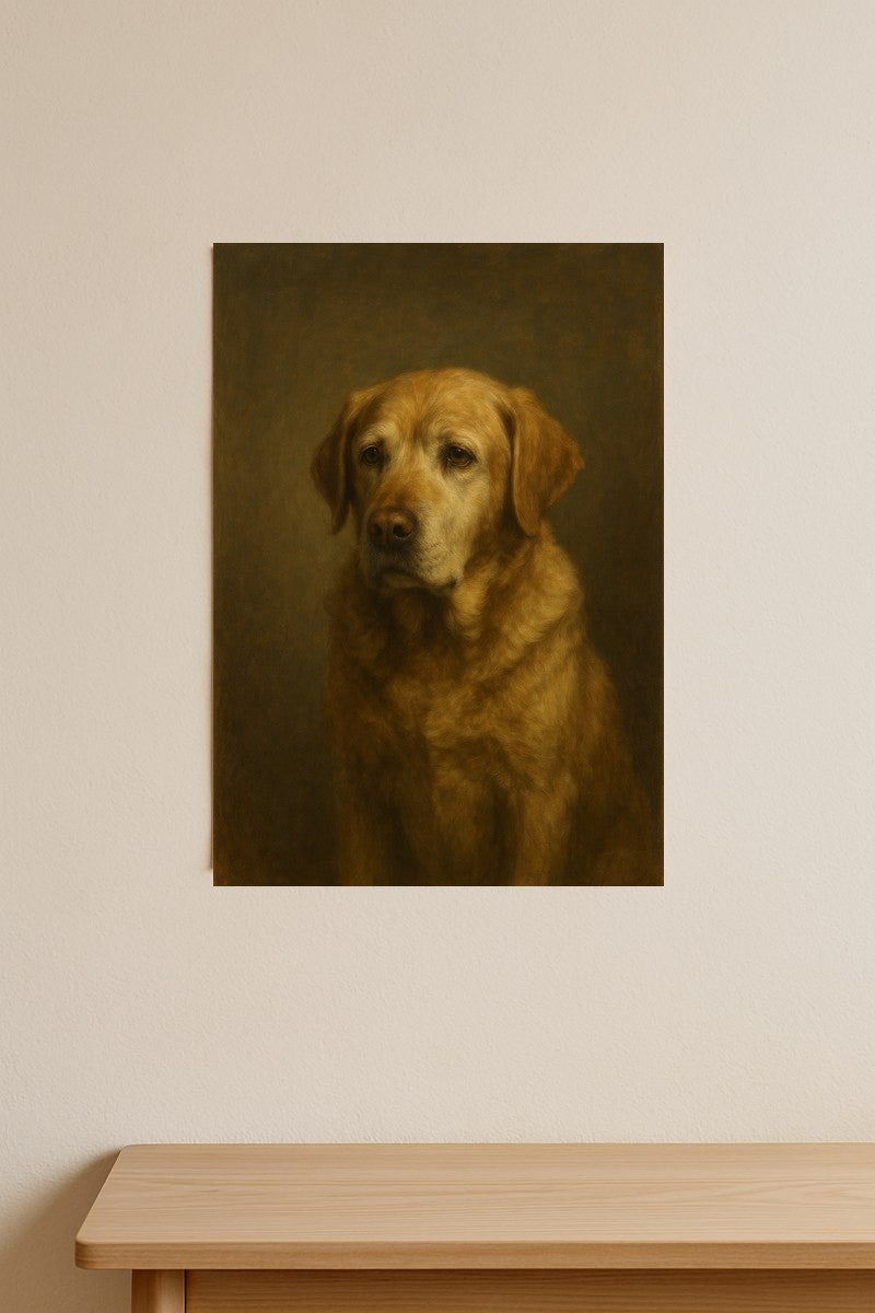 In Memoriam pet portrait poster print on a wall