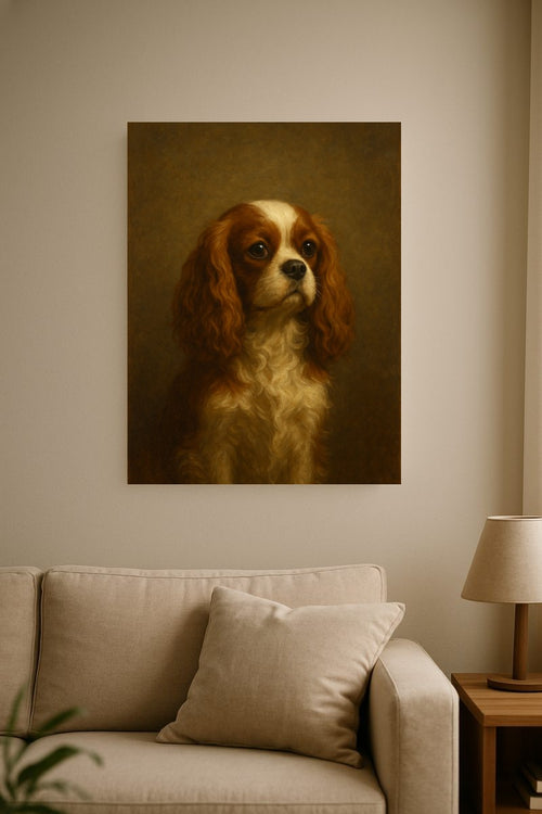 Classic oil pet portrait on gallery-wrapped canvas