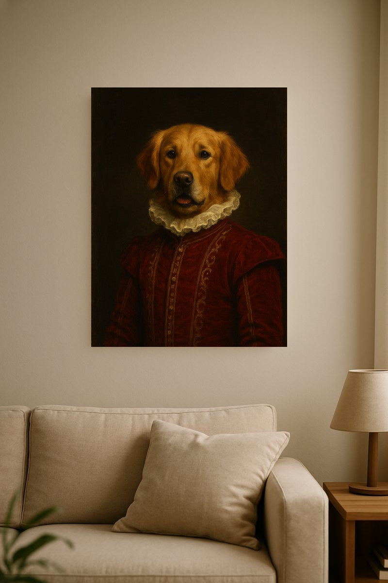 Renaissance pet portrait on gallery-wrapped canvas
