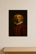 Renaissance pet portrait poster print on a wall