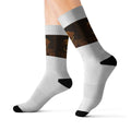Custom pet portrait crew socks — painted portrait on the calf