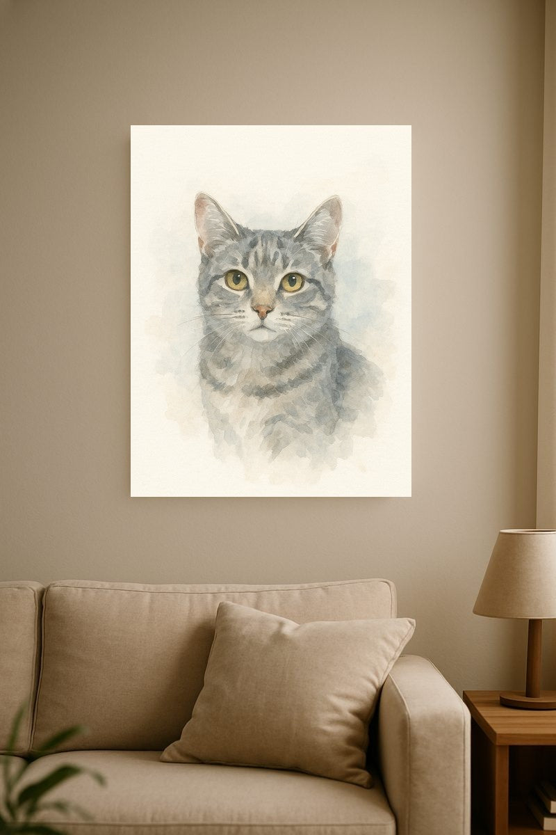 Watercolour pet portrait on gallery-wrapped canvas
